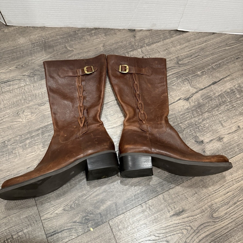 Liz Claiborne Flex Ortesa Brown Leather Mid Calf Boots Women's Size 11M Zip